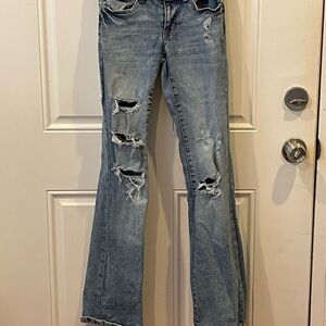 Aeropostale Light Blue Distressed Flare Jeans